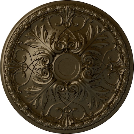 Ekena Millwork Tristan Ceiling Medallion (Fits Canopies up to 6 1/4"), Hand-Painted Brass, 32 3/8"OD x 3 1/2"P CM32TNBRS